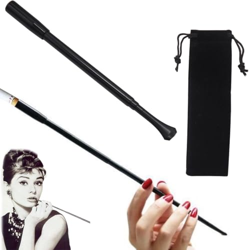 AFCJLTO porte-cigarettes fins,Porte-cigarettes électriques,Long Porte-Cigarettes Extensible- Pour femme, Pour carnaval, décoration de fête, cosplay(Noir)
