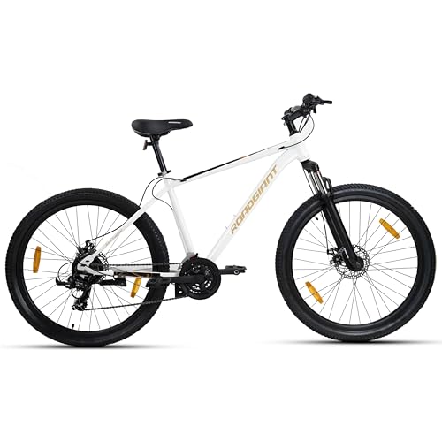 Image of ROADGIANT||BLACKGOLD-27.5T||21 Speed Shimano|| Premium Steel Frame||14+ Age ||Chrome Suspension|| Dual DISC ||Dull White