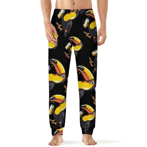 Toucan Beer Drinking Tropical Bird Pajama Pants Men Pj Bottoms Sleepwear Lounge Pant