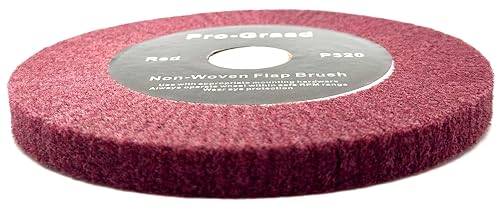 Image of 6 inch x 1 /2 inch x 1 inch Arbor Red Bench Grinder Polishing Flap Wheel, 320 Grit, Tight Weave, Great for refurbishing Golf Clubs and Metal, Non-Woven Wheel for Copper, Metal, Finishing & Burnishing