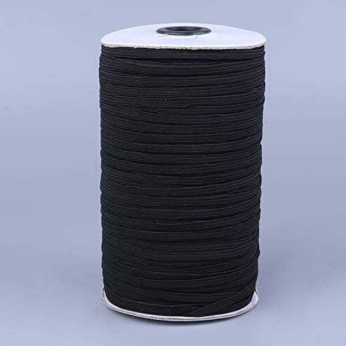Elastic Band(Black, 197-Yards Length, 1/4" Width), Elastic Rope/Elastic Cord Heavy Stretch High Elasticity Knit Elastic Band for Sewing Crafts DIY, Bedspread, Cuff