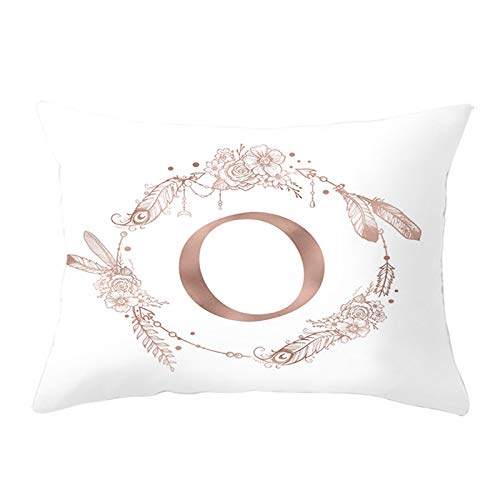 Mesnt Fundas de almohada rectangulares, fundas de almohada de poliéster individuales con corona 26 letras inglesas O, blanco, 30 x 50 cm Cover