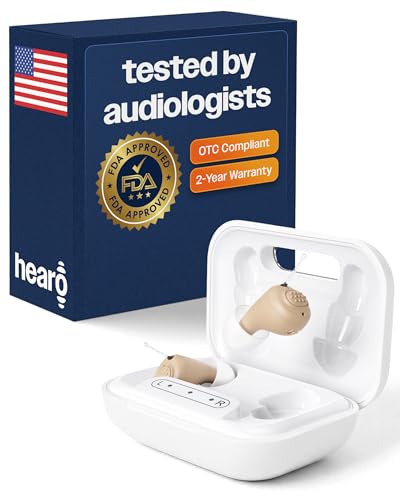 HEARO OTC Hearing Aids Rechargeable - Small CIC Invisible In-Ear Hearing Aid for Adults & Seniors | Mild to Moderate Hearing Loss | Smart Noise Reduction | No Prescription Required (Pair)