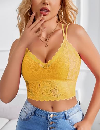 Image of Avidlove Lace Bralette for Women V Neck Camisoles Racerback Adjustable Strap Sexy Crop Tops