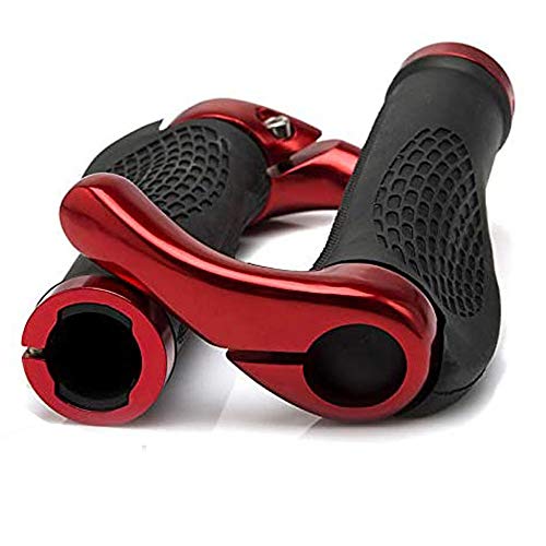TUSANKE Puños Bicicleta,Puños Bicicleta Ergonomicos,Puños Scooter Montaña Bici MTB Mangos de Goma Antideslizantes,con Extremos de Cuernos,Adecuado para Manillar de Bicicleta de 2,2-2,5 cm (Rojo)