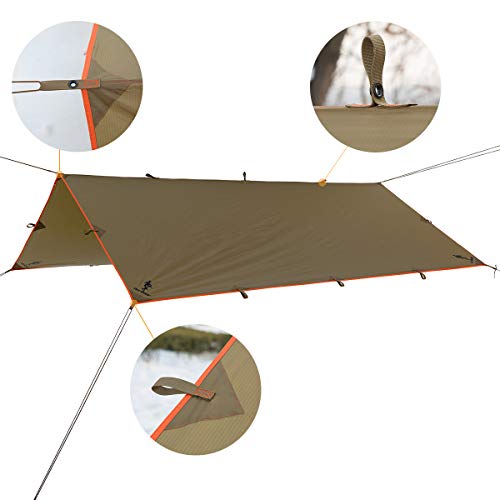 FREE SOLDIER Tarp Wasserdicht 3x3,2m Tarp Ultraleicht Zeltplanen UV Schutz Camping Sonnensegel Zelt Freien… - Image 7