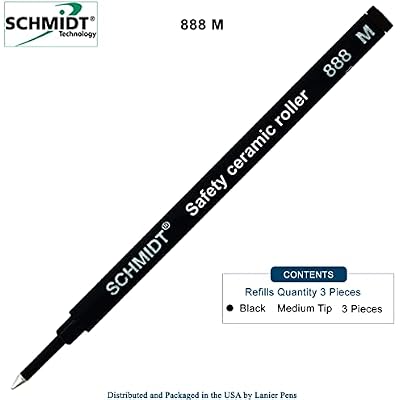 3 Pack - Schmidt 888 Black Medium Rollerball Refill