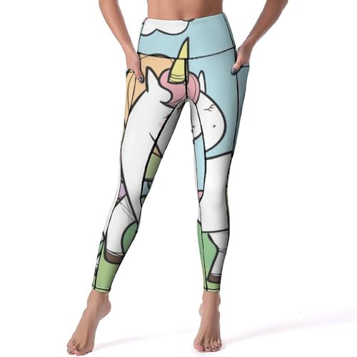 Pantalon de sport licorne leggings yoga taille haute fitness gym jogging femmes S