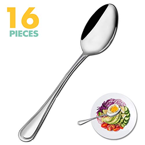 Dinner Spoon Set, Elegant Life 16-piece tablespoons, Premium Food Grade 18/10 Stainless Steel Spoons, Stainless Steel Dinner Spoons, Mirror Finish & Dishwasher Safe, 8.2inch