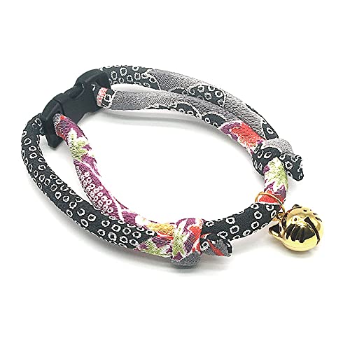 PetSoKoo Cat Collar with Kitty Face Bell. Cute Japan Chirimen Kitten Collar. Soft & Lightweight, Gray, Standard (6-13inch,16-32cm) - Image 2