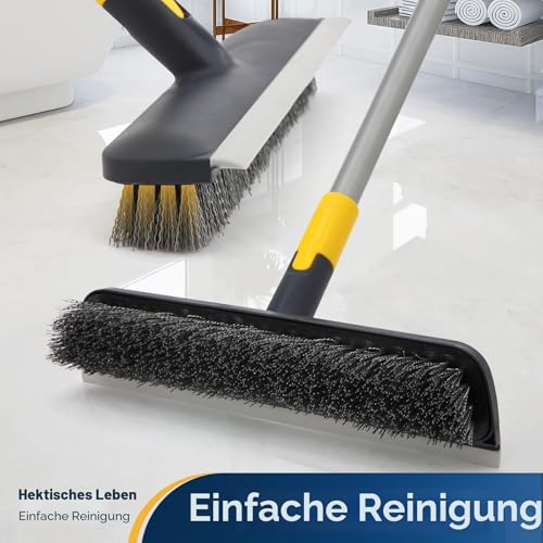 Yocada Boden-Scheuerbürste, 142 cm, Teleskopgriff, 2-in-1-Schabbürste, steife Borsten, Duschschrubber für die Reinigung von Terrasse… – Ansicht 5