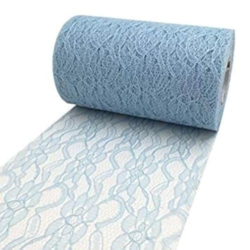 PsmGoods® Weinlese-Spitze-Tabellen-Läufer-Stuhl-Schärpe für Hochzeits-Festival Ereignis Tischdekoration 15cm * 22m (Hellblau)