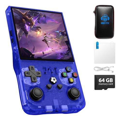 Image of R36MAX Retro Handheld Game Console, 4.0 inch Retro Gaming Console with 64GB Memory, Blue