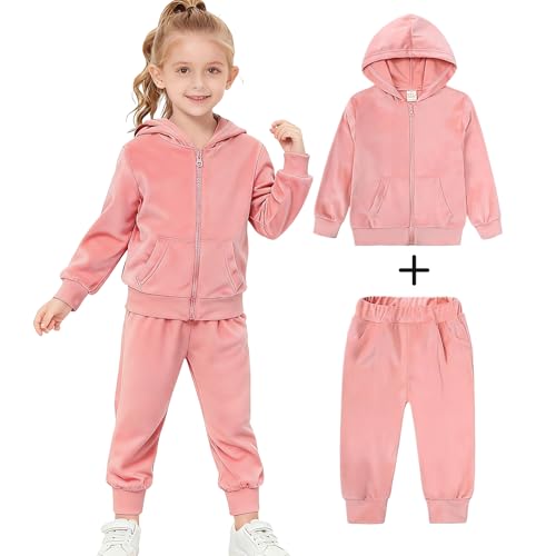 Image of Toddler Girls Boy Clothes Set Fleece Hooded Outfits Casual Sweatsuits Kids Jogger Tracksuits 6M-12Y