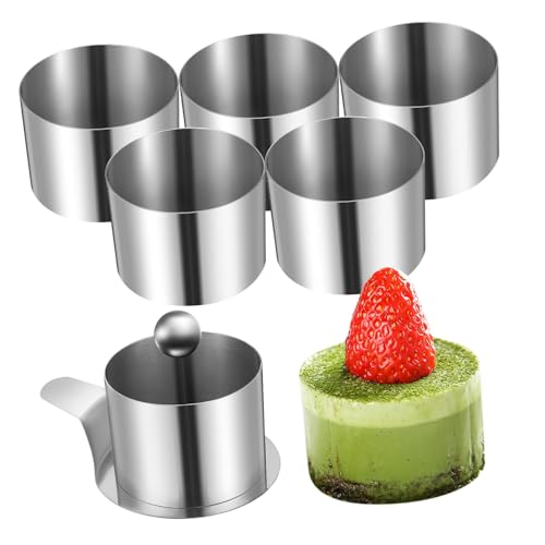 KICHOUSE Elegant Round Mousse Cake Baking Mold Set of 1 Stainless Steel Food Mold Multi-purpose for Mousse Cakes Puddings Small Desserts Baking Tool