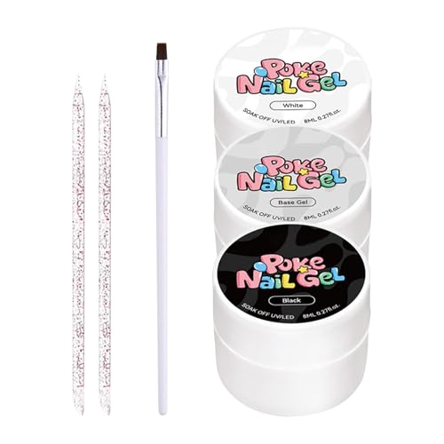 Juego De Esmaltes De Uñas En Gel, Capa Base Retráctil, 1 Juego, Pegamento Para Pintura En Y Negro, Esmalte De Uñas En Gel Profesional, Uso Duradero, Para Mujeres, Principiantes, Salón