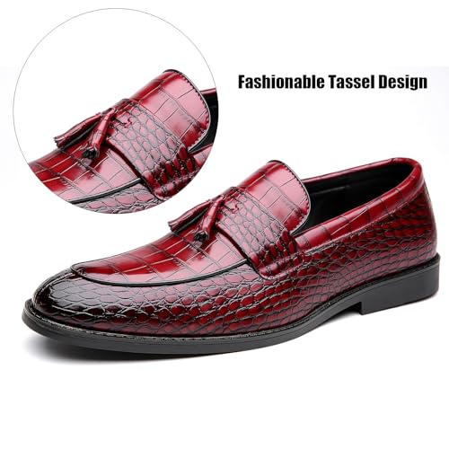 Men's Leather Tassel Business Casual Penny Loafers Slip-On Fashion Luxury Round Toe Dress Shoes for Party Dating Prom Wedding Work3