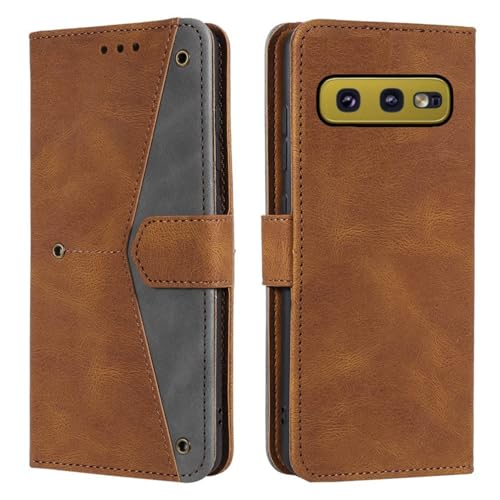 Exclusive Plus Samsung Galaxy S10e, Genuine Faux Leather Wallet Case, Flip Cover Folio Kickstand Magnetic Phone Back Cover Designed for Samsung Galaxy S10e (Royal Brown) _S698