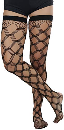 Image of ToBeInStyle Women's Multi-Strand Large Diamond Fence Net Thigh High Stockings