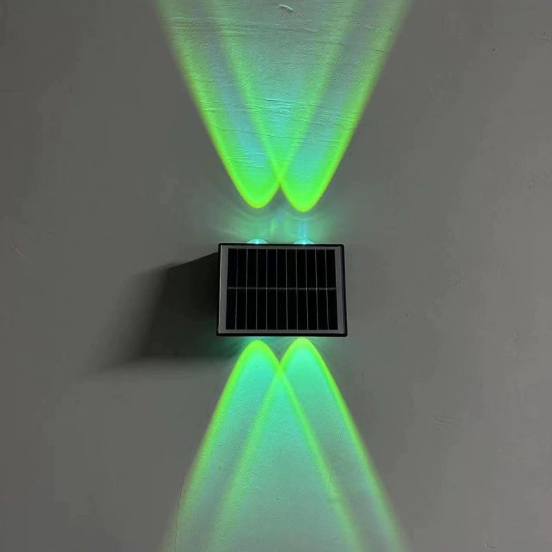 GDJIAYIYI Solar Wall Light Outdoor, Solar Fence Lights, Up & Down Outdoor Solar Light,Waterproof, Energy Class A++, Suitable for Backyards, Patios, Walls, Fences(RGB,4 LED Lights(1 Pack)) โ image 1