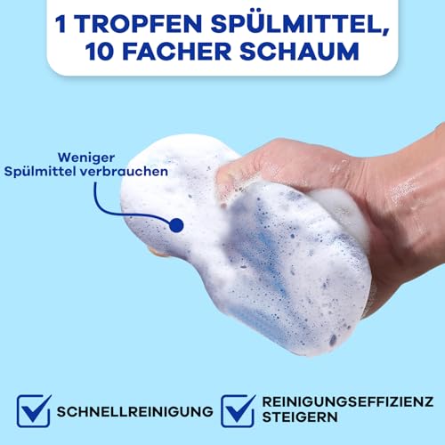 Surfela 6 Stück Spülschwamm Groß Putzschwamm Küchenschwamm Waschbar, 15×9×2cm Schwämme Küche, Spülschwamm Nachhaltig Mikrofaser Doppelseitenschwämme Topfreiniger für Geschirr, Küche, Bad, Glas