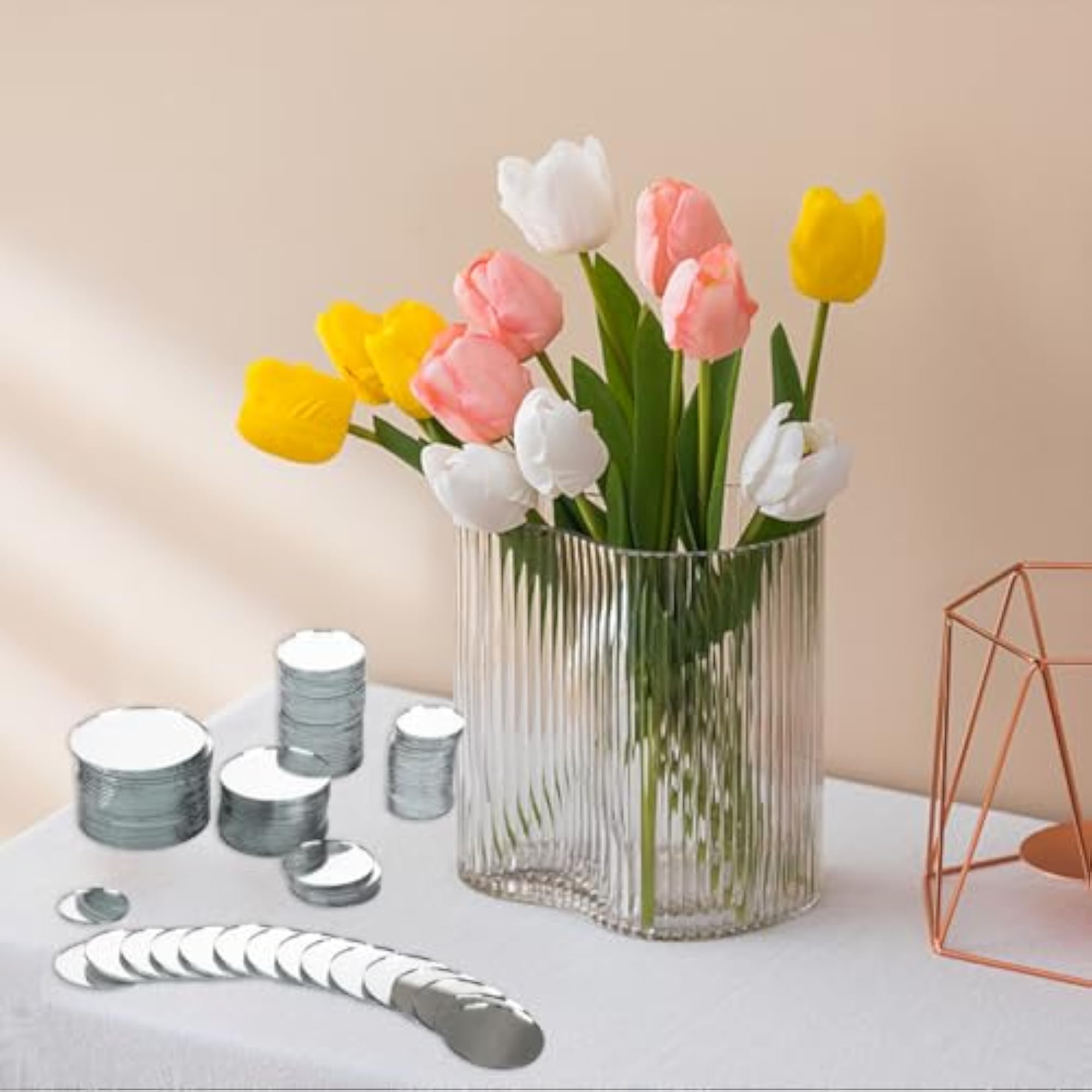 250 Pieces Small Circle Craft Mirror Tiles