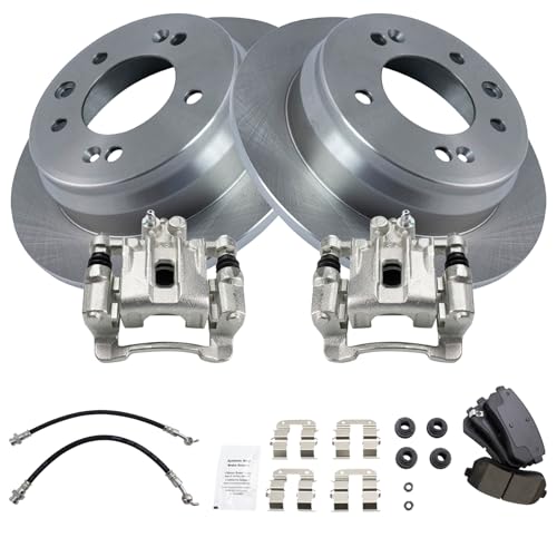 Image of TRQ Rear Brake Pad and Rotor Set Ceramic Calipers Compatible with 2010-2015 Hyundai Tucson 2011-2016 Kia Sportage
