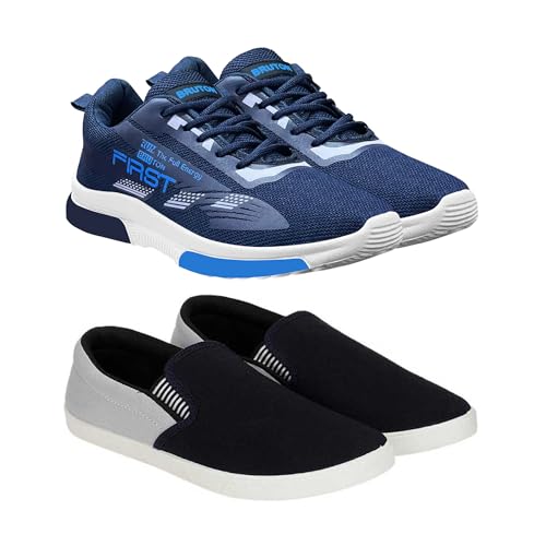 Image of BRUTON Shoes for Men's | Light Weight, Comfortable & Trendy | Soft Insole | Casual and Stylish Shoes for Running (Pack of 2 Combo)