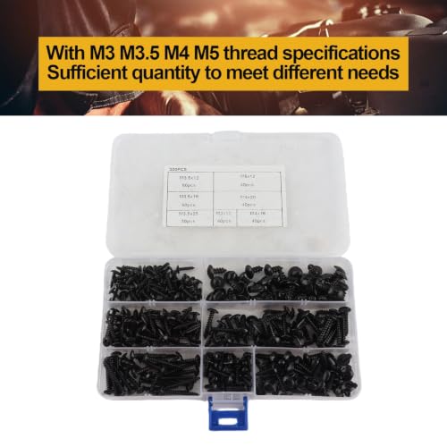 Kit de tornillos autorroscantes cabeza plana 300 pcs miniatura 6