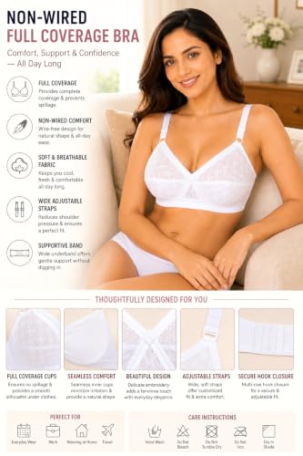 Image of SONA Cross Chiken Cotton Full Coverage Non-Padded Non-Wired Everyday Bra for Women