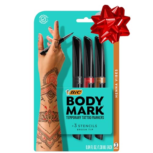 BIC BodyMark Temporary Tattoo Marker, Henna Vibes, Assorted Colors, 3-Count - Amazon Vine by BODYMARK - Used condition - US$13.58