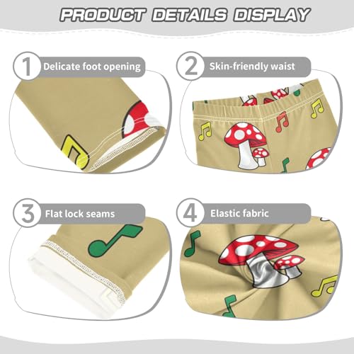 Melody Mushroom Girls Leggings,Workout Leggings for Girls Toddler Athletic Legging Size for 3-10T3