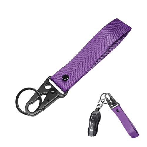 Image of Wevdn Car Key Chain, Fabric Metal Practical Multifunctional Motorcycle Keychain, Anti-Lost Keychain with O-Ring for Men Women (Purple)