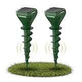 Moleaway Solar Maulwurfschreck mit seismischer Vibration, Maulwurf- & Wühlmausabwehr für Garten & Rasen, Patentierte Frequenz-Technologie, USB-C-aufladbar, Wetterfest IP65, 2er Set