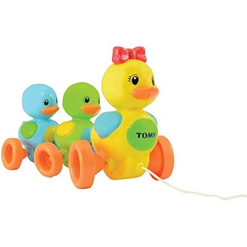 TOMY Toomies Quack Along Ducks Pull Along Toy | Educational Toddler Toy with Colours and Sounds | Learn to Walk Baby Toy Suitable From 12 Months, 1, 2+ Year Olds Boys & Girls, Multicoloured Cover