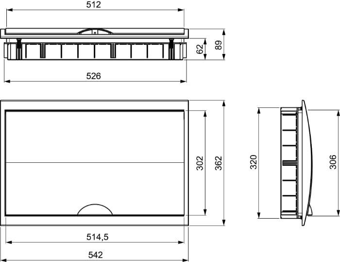 Caja conexion empotrar tabique hueco BLUE 300x500x60mm con marco y puertaSOLERA 5507HGW