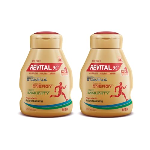 Revital H Multivitamin For Men (60 Capsules) With Natural Ginseng, Zinc, 10 Vitamins & 8 Minerals For Daily Energy, Stamina & Immunity - Pack of 2 (B0D9FM2LCZ) Amazon Price History, Amazon Price Tracker