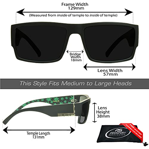 Locs Super Dark Wrap-Around Sunglasses for Men – Black Lowrider Gangster Cholo Vintage Style, Flat Top Design3