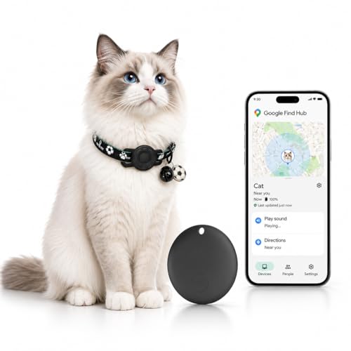 GPS Collar for Cats,Pet Tracker (Android Only) Smart tag,Waterproof Compatible