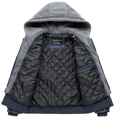 Image of Boy's Faux Leather Jacket Windproof Warm Winter Coat Kids Bomber Outerwear Waterproof PU Motorcycle Jacket