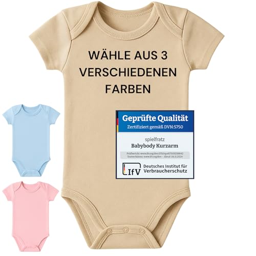 spielfratz Baby Body Kurzarm – Wickelbody aus 100% Baumwolle – Beige – Größen 50 & 56 (0–3 Monate) – Für Jungen & Mädchen – Sanft zur Babyhaut