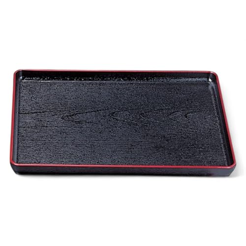 J-kitchens お盆 耐熱A)尺4 大寿木目 トレー ( 盆 トレイ おぼん ) 黒 ブラック 天 朱 レッド 42cm 耐熱 漆器 ( ABS 樹脂 ) 日本製 食洗機対応