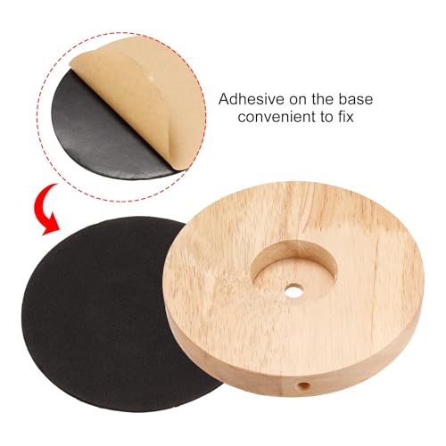 150mm Wooden Lamp Base, Round Solid Wood Lamp Base, Wooden Stand Holder with Cable Pass-Through Hole for Desk Lighting Night LED Light DIY Craft Project - Image 5