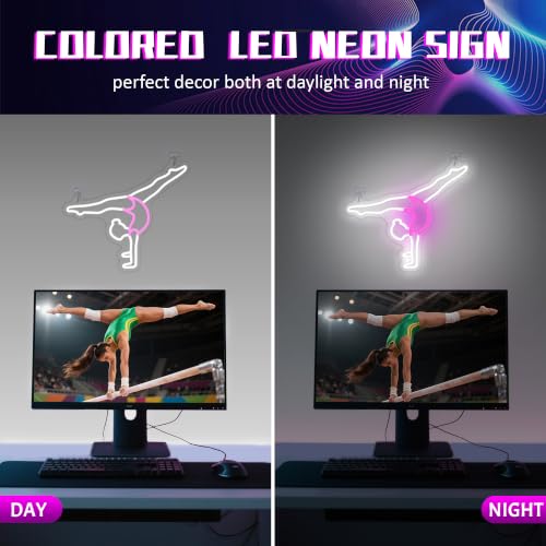 Gymnastics Neon Sign for Girls Gifts, Artistic Sport Wall Art Pink Decor Gymnastic Gifts for Gymnasts Kids Girls Women, Ideal for Bedroom, Dance Studio, or Club Wall Decor by OkiyiD - Used condition - Image 6