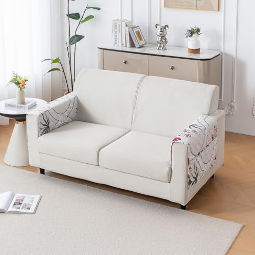 Image of House of Quirk 'Mughal Series' Printed Quilted Sofa Cover for 1 /2 /3 /4 Seater - Anti-Slip, Washable Couch Protector Slipcover (2 pcs Armrest, Mughal Buta, 80x60 cm)