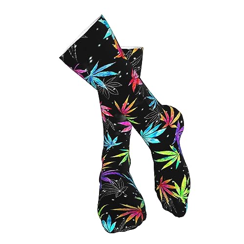 Cannabis Leaf Print Compression Socks For Women Men Long Warm Knee High Thick Socks For Running Athletic Nurse 20in4