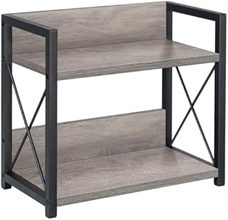 Giikin Countertop Shelf Organizer, 2 Tier Kitchen Spice Rack Organizer for Countertop, Wood Coffee Counter Shelf Organizer for Home (Grey, S)