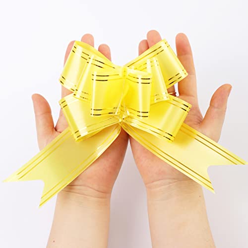 100 Pieces Pull Bows For Gifts Wrapping,5.5 Inches Diameter Gift Bows For Presents,With Ribbon For Wedding Present Baskets,Birthdays, Weddings, Christmas. (Yellow) #TOP6