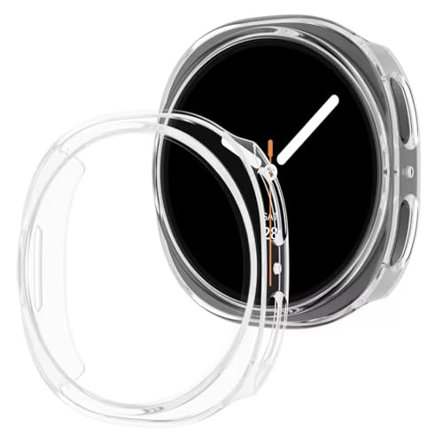 Image of T Teclusive Protective Slim Bumper Case Compatible for Galaxy Watch 8 40mm | Curved Hard Shell Bumper Side Edge Protection Cover for Watch 8 4.0 cm (Clear, 40mm)
