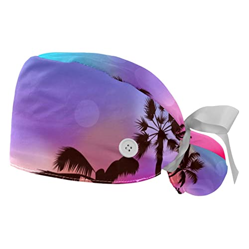 Chapeaux bouffants JDEZ anti-transpirants et casquettes de travail ajustables motif palmier